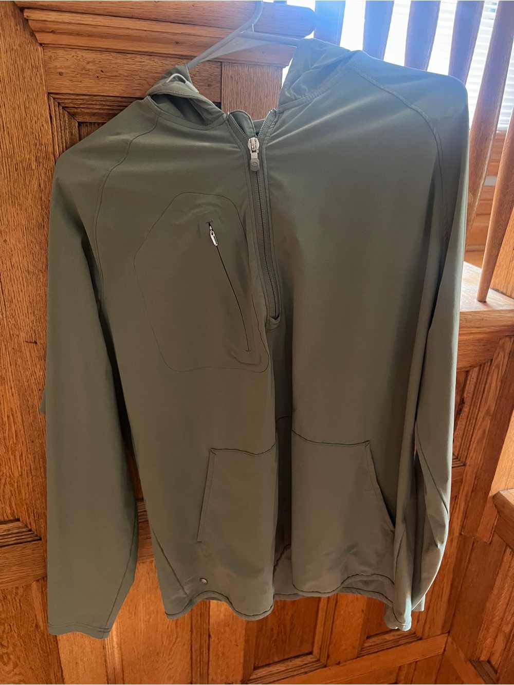 Peter Millar Olive Green Hooded Windbreaker